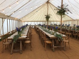 Banqueting Tables and Oak Cross Back Chairs