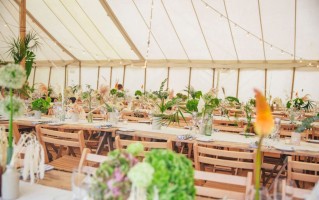 Banqueting Tables and Wooden Fold Flat Chairs