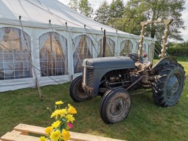 Vintage Tractor next traditional marquee