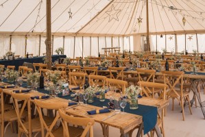 Traditional Internal Close up Oak Cross back Chairs and banqueting tables