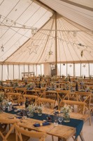 White Festoon, Banqueting Tables and Oak Cross Back Chairs