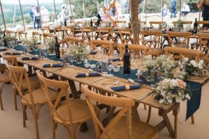 Oak Cross Back Chairs and Banqueting Tables